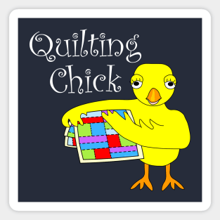 Quilting Chick White Text Magnet